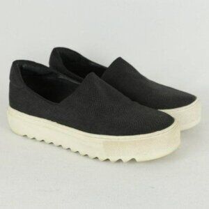 J/Slides Women's Size 8 Black Snake Print Vegan Leather Slip On Platform Sneaker